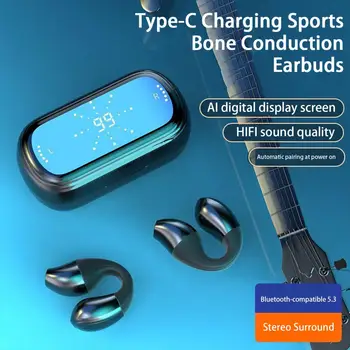 1 Комплект беспроводных наушников, сабвуфер, стереосистема объемного звучания, совместимая с Bluetooth 5.3, USB-гарнитура для зарядки с костной проводимостью, зажим для ушей
