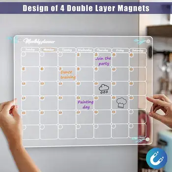 1 Комплект Магнитного календаря Прозрачный Акриловый Календарь для магнитной доски сухого стирания на холодильник Товары для дома