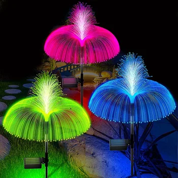 1 шт. светодиодные солнечные фонари на заднем дворе, наружные водонепроницаемые фонари в виде медуз, волоконно-оптические лампы для украшения атмосферы для дорожки, газона