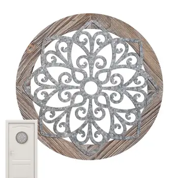 11,8-дюймовое деревянное круглое настенное искусство в деревенском стиле для дома, на стене фермерского дома, на стене для гостиной на открытом воздухе, в ванной комнате