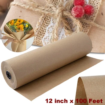 12-дюймовый 30-метровый рулон коричневой крафт-оберточной бумаги для свадьбы, Дня рождения, подарочной упаковки посылок, материалов для художественных промыслов