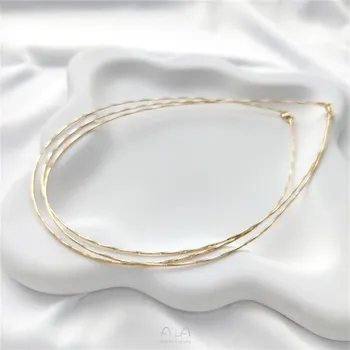 14-Каратное золотое ожерелье с рисунком 1 мм с памятью и жемчугом ручной работы с большим отверстием, подвесное ожерелье, кольцо для шеи diy