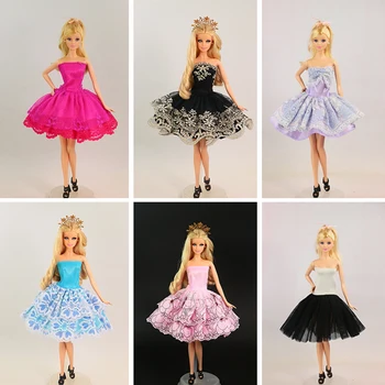 15 шт./лот (платье + обувь + вешалки) Новая высококачественная одежда ручной работы, модное балетное короткое платье для куклы Барби, сюрприз для малыша