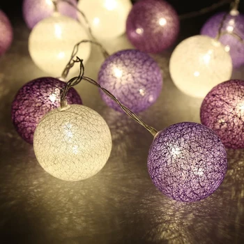 20 светодиодных ватных шариков, светодиодные сказочные гирлянды, Красочный Сказочный Свадебный Декор для рождественской вечеринки на открытом воздухе, Свадьба, Рождество