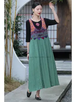 2023 китайское винтажное платье cheongsam улучшенная цветочная вышивка qipao женское vestidos cheongsam qipao элегантное платье для народных танцев