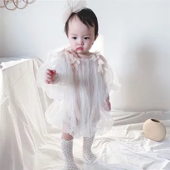 2023, Летние газовые платья для девочек в корейском стиле, роскошное дизайнерское платье для младшей сестры, подходящая одежда для новорожденных девочек, боди для новорожденных девочек.