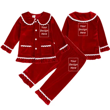 2023 Пользовательские Детские Семейные Рождественские Золотые Бархатные пижамы, Красное платье для мальчиков и девочек, Подходящая одежда, Персонализированный Рождественский подарочный костюм