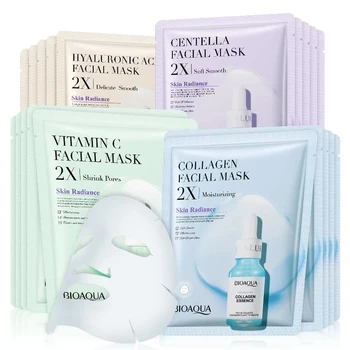 20шт BIOAQUA Коллагеновая маска для лица Увлажняющие Освежающие Листовые Маски Маска для лица с Гиалуроновой кислотой Средства по уходу за кожей