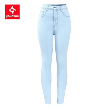 2182 Youaxon Новое поступление, женские джинсы с высокой талией, эластичные женские джинсы, женские джинсовые брюки-карандаш, женские брюки-карандаш.