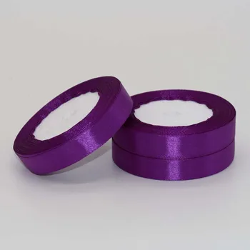 (25 ярдов/ рулон) Фиолетовая лента, атласная лента с одним лицом, Оптовая продажа подарочной упаковки, Рождественские ленты