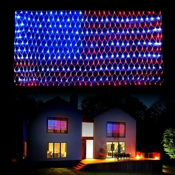 420 светодиодов Суперярких Фонарей с американским Флагом, Сетчатый Декоративный Светильник с Флагом США для Дня Памяти, Дня Независимости, Национального праздника 4 июля