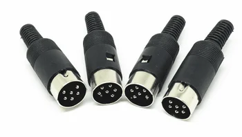 50 шт 6-Контактный 6-контактный DIN штекер с разъемом для паяльного кабеля с пластиковой ручкой для компьютеров, аудио/видео ПК, BBC