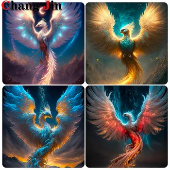 5D Diy Алмазная живопись Dream Colorful Phoenix Вышивка крестиком Diamond Art Китайский Стиль, Фэнтезийная Вышивка животных, Мозаика для домашнего декора