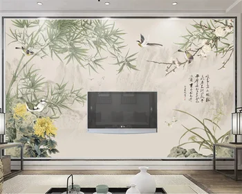 beibehang Индивидуальная современная ручная роспись цветок птица пейзаж декорации ТВ фон обои живопись обои домашний декор