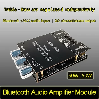 Bluetooth 5.0 стерео аудио модуль усилителя мощности 50WX2 сабвуфер Низкие Высокие Частоты Регулятор громкости Плата регулировки Тона AUX 12V 24V