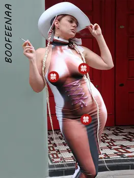 BOOFEENAA 3d Body Print Длинные Платья Без Рукавов для Женщин Y2k Летнее Сексуальное Облегающее Платье Уличная Винтажная Одежда C85-CZ23