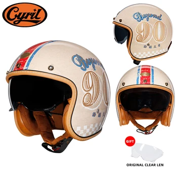 Casco Moto 3/4 Мотоциклетный шлем с открытым наполовину лицом CYRIL B206, легкий взрослый винтажный реактивный шлем для мужчин и женщин, одобренный ЕЭК в горошек