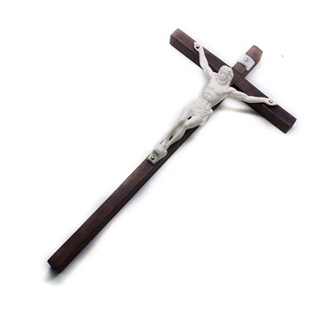 Cottvott Деревянный Подвесной крест, католическая статуя с большим крестом, Молитвенный Ручной Подвесной крест, украшение для церковного ремесла, подарок для украшения