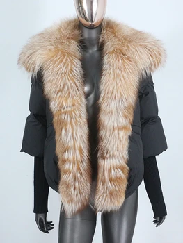 CXFS 2022, Новая мода, воротник из натурального лисьего меха, Белая куртка на утином пуху, Зимнее женское теплое свободное пальто, Толстая роскошная верхняя одежда