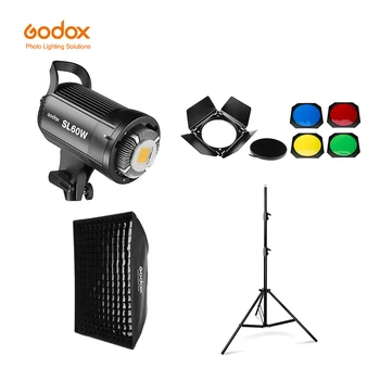Godox LED Video Light SL-60W 5600K Белая Версия Video Light Комплект непрерывного освещения + Световая Подставка 190 см + Софтбокс Bowens 60x90 см