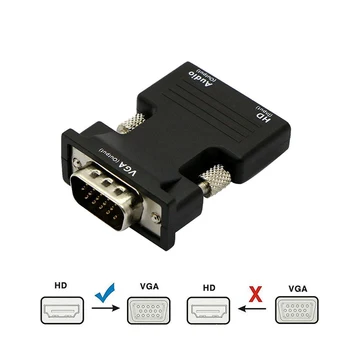 HDMI-совместимый женский конвертер в VGA мужской 3,5 мм Аудиокабель Адаптер Видеовыхода 1080P FHD для ПК, ноутбука, ТВ-монитора, проектора