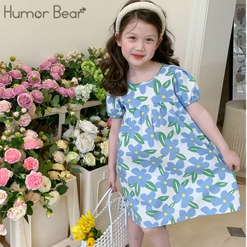 Humor Bear, Летняя детская одежда в стиле Лолиты синего цвета с цветочным рисунком, повседневные элегантные детские платья для подростков, праздничное платье сказочной принцессы