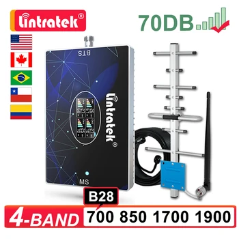 Lintratek 4-Полосный Усилитель сотовой связи 2G 3G 4G 850 1700 1900 Усилитель сигнала 700 МГц B28 B5 B2 B4 Ретранслятор Сети мобильной связи