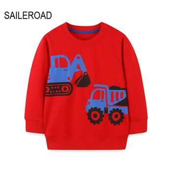 SAILEROAD 2022 Новая одежда для мальчиков 2-7 лет Хлопчатобумажная верхняя одежда с мультяшным экскаватором, детские топы для девочек, толстовки с капюшоном для малышей
