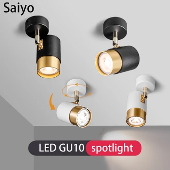 Saiyo Led Spotlights GU10 Лампа Точечный Светильник Сменный Потолочный Светильник Nordic COB Для Поверхностного Монтажа Foco С Возможностью Поворота Для Домашнего Фона