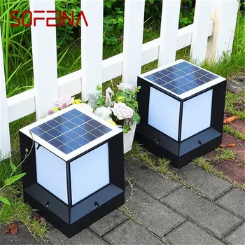 SOFEINA Solar Modern Wall Outdoor Cube Light Светодиодный водонепроницаемый светильник на столбе для домашнего сада