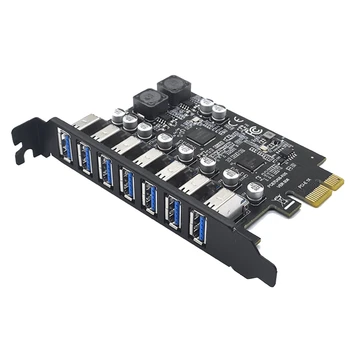 USB3.2 GEN1 19PIN PCI-E PCI Express на 7 портов USB 3.2 Адаптер расширения карты Запасные части для WINXP/WIN7/8/ 10/11 / LINUX