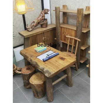 yj Письменный стол из массива дерева, Большая доска, Бревенчатый стол, Верстак, Простой Домашний Балконный столик