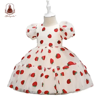 Yoliyolei Фруктовое Тюлевое Бальное платье для малышей с пышными короткими рукавами, Милая Одежда для новорожденных на Первый День Рождения, платья для девочек