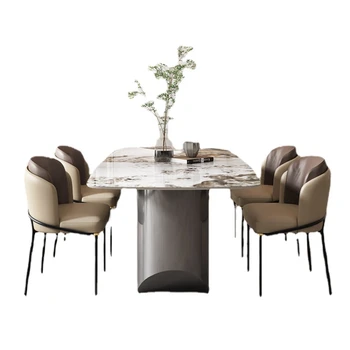YY Импортированная из Италии серия Light Luxury Stone с каменной плитой, обеденный стол с подсветкой, роскошное сочетание