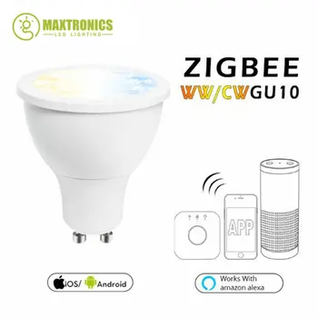 Zigbee ww/cw GU10 Светодиодный Прожектор 5 Вт ZLL Управление Приложением по телефону Лампа Цветовой температуры AC100-240V Холодная Белая и Теплая Белая Светодиодная лампа