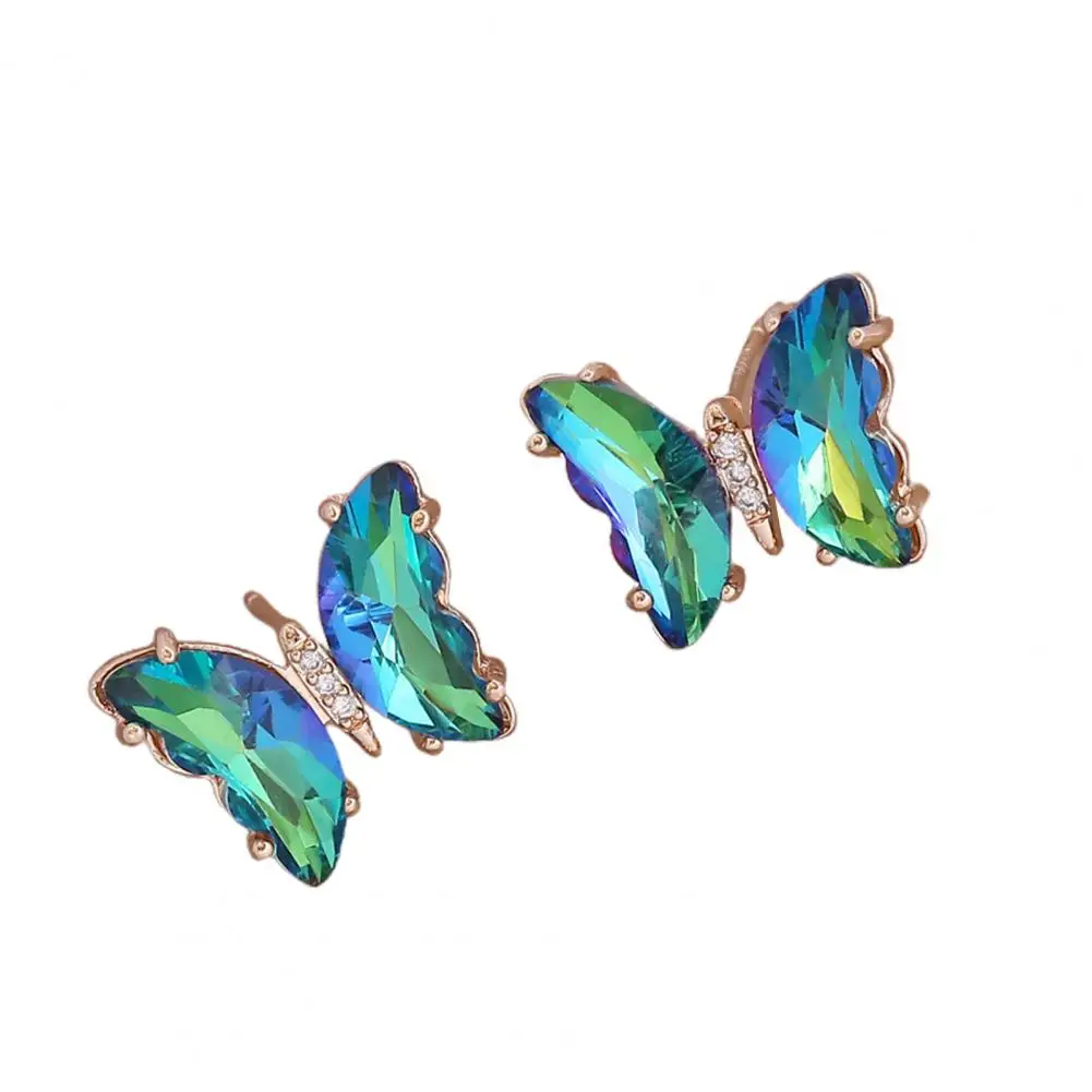 1 Пара сережек-гвоздиков градиентного цвета в форме бабочки Ювелирные изделия Милые долговечные ушные заклепки для ежедневного ношения 1