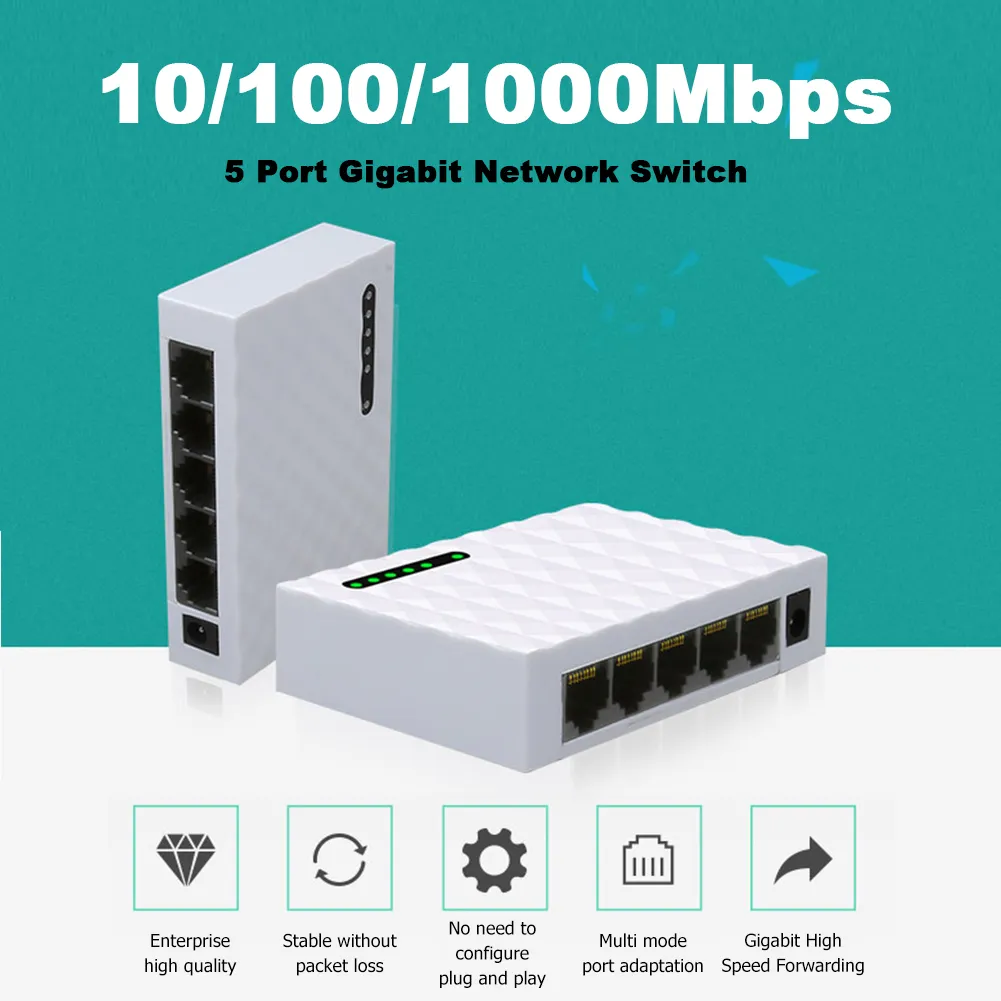 1000-метровый гигабитный мини-5-портовый сетевой коммутатор Fast Ethernet LAN-концентратор RJ45 Ethernet и шунтирующий настольный коммутатор коммутационного концентратора 0