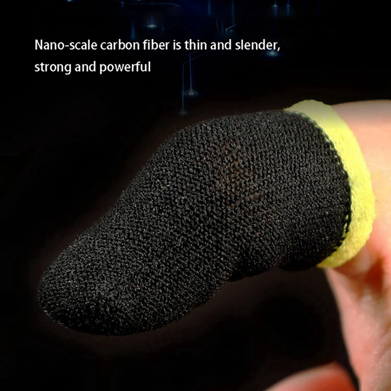 18-контактные накладки для пальцев из углеродного волокна для мобильных игр PUBG, накладки для контактного экрана, черно-желтые (60 шт) 3