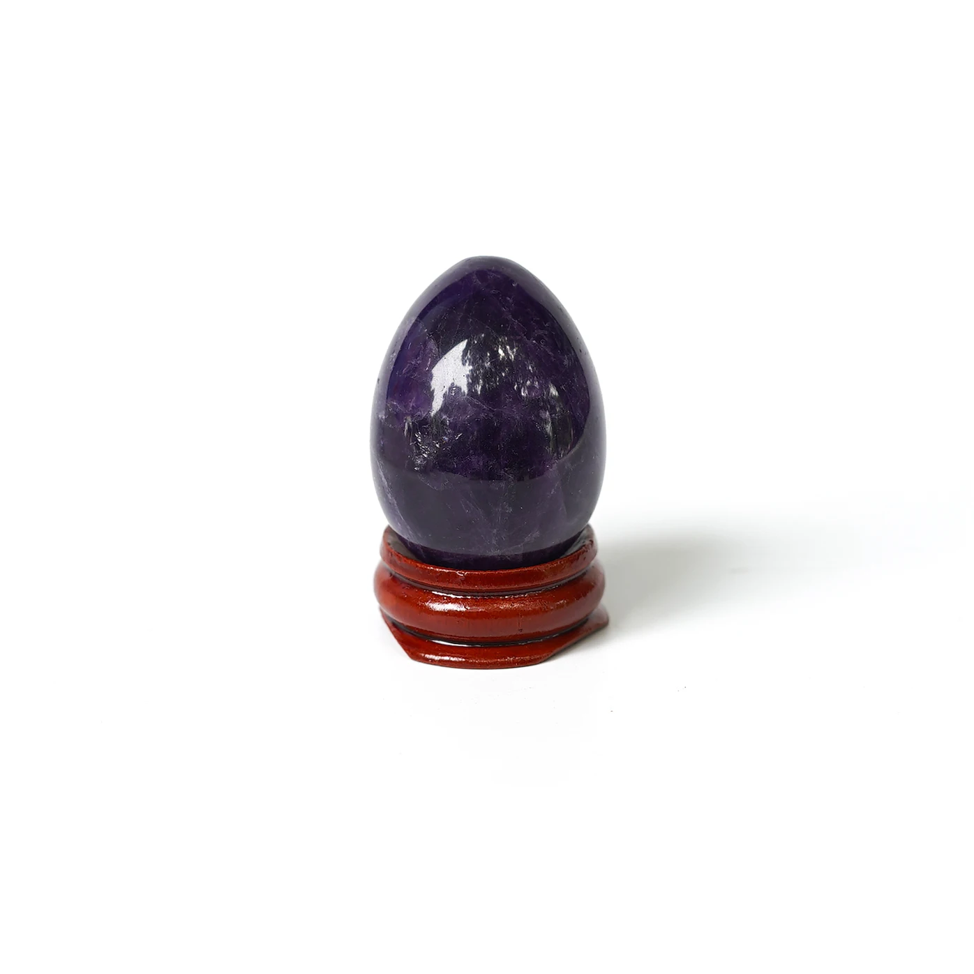 2023 40*30 мм Яйца из натурального аметиста с деревянной подставкой, Колокольчик из натурального драгоценного камня, Исцеляющий Чакру, Рейки, Резные поделки из камня 3