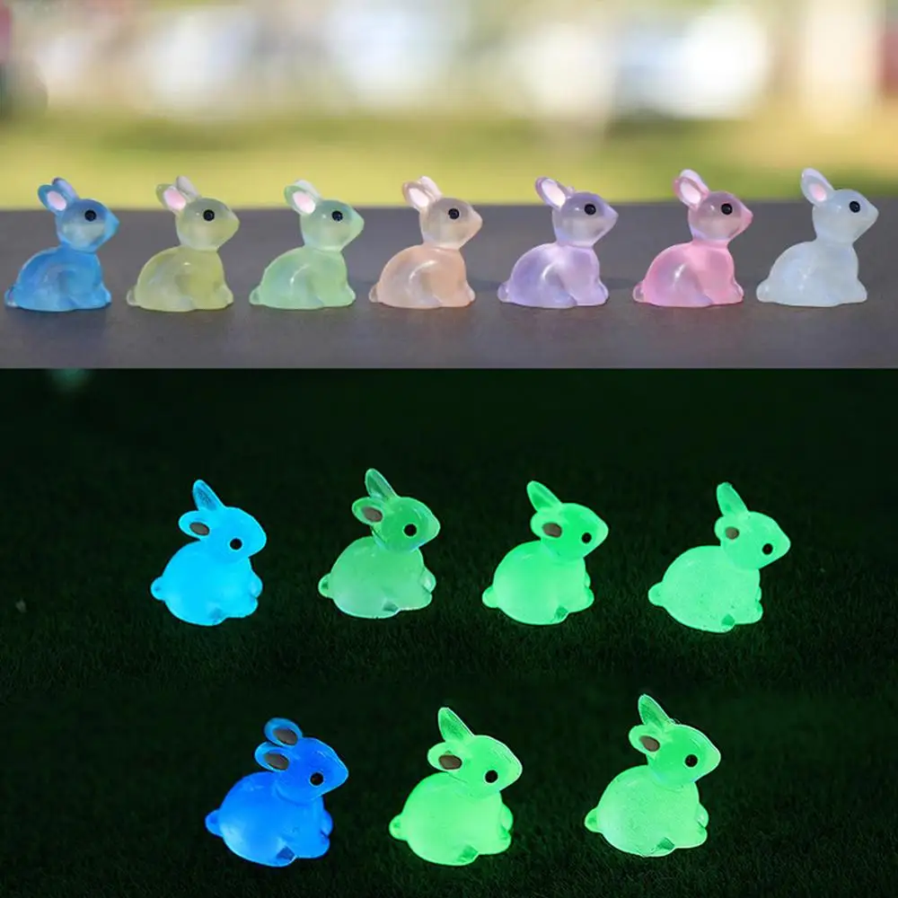 20шт светящихся миниатюрных фигурок животных из смолы, светящихся в темноте, Утка и кролик для аквариума в сказочном саду, Рождественский декор 2