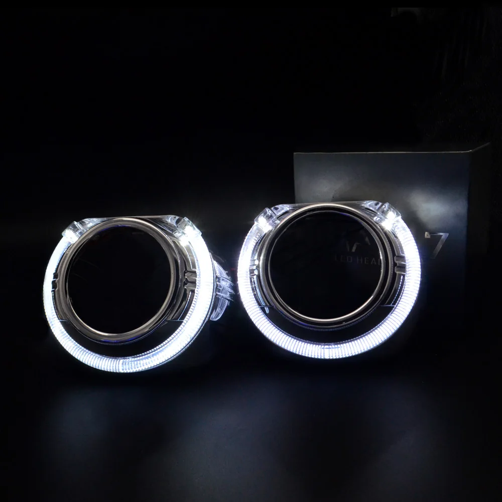 2шт 2,5-дюймовый биксеноновый hid объектив автомобильного проектора с кожухами DRL angel eyes для H1 H4 H7 ксеноновый комплект лампа накаливания фара автомобиля в сборе 2