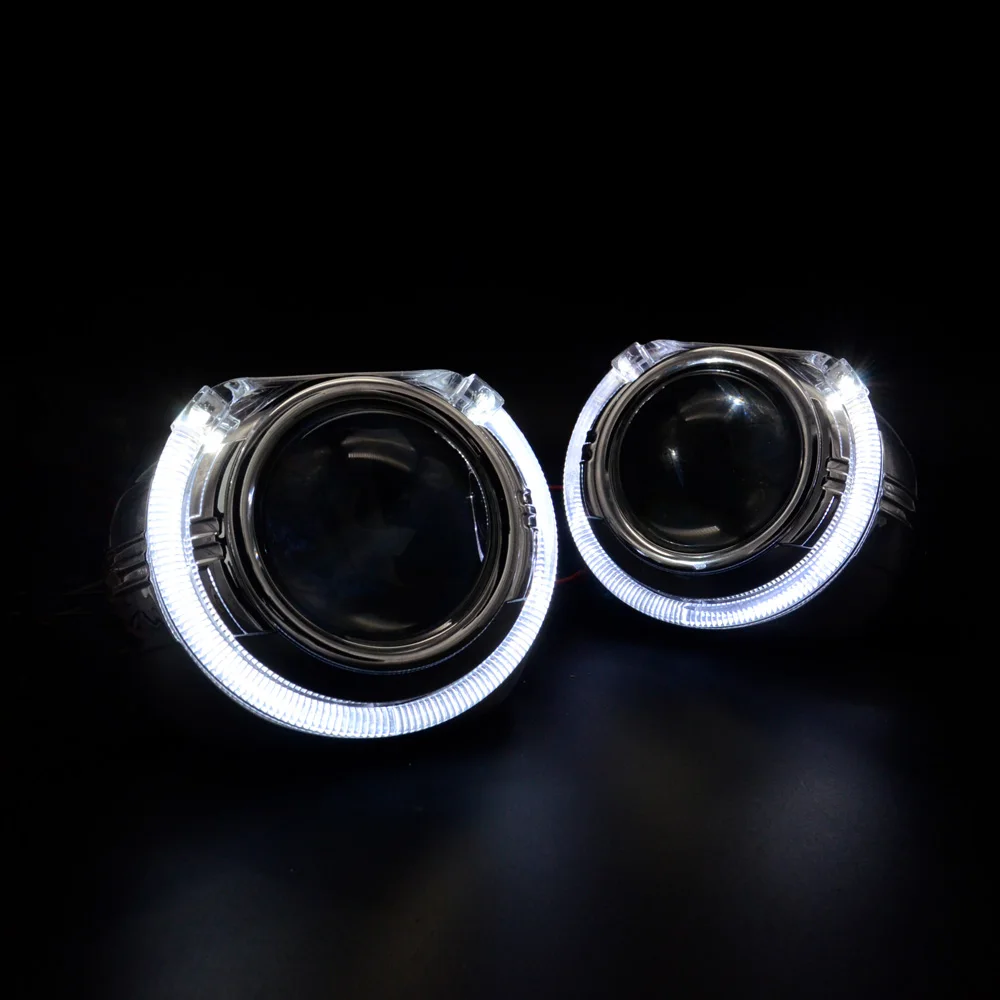 2шт 2,5-дюймовый биксеноновый hid объектив автомобильного проектора с кожухами DRL angel eyes для H1 H4 H7 ксеноновый комплект лампа накаливания фара автомобиля в сборе 5