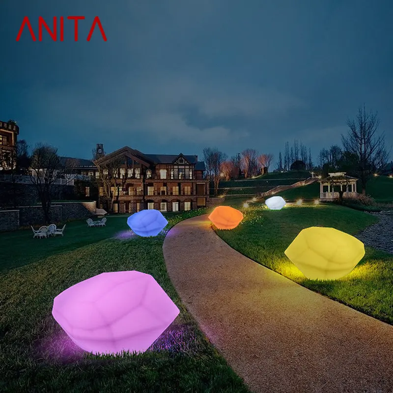ANITA Modern 16 цветов газонных фонарей USB Electric Creative 3D White Stone С дистанционным управлением IP65 Декор для сада и парка 0