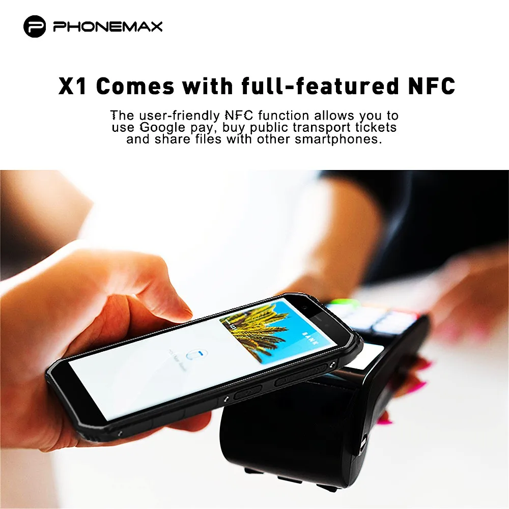 PHONEMAX X1 IP68 Водонепроницаемый Прочный Смартфон Android 10 Четырехъядерный 3 ГБ 32 ГБ 5000 мАч Аккумулятор Fingerpringt 13-Мегапиксельный Мобильный Телефон 3