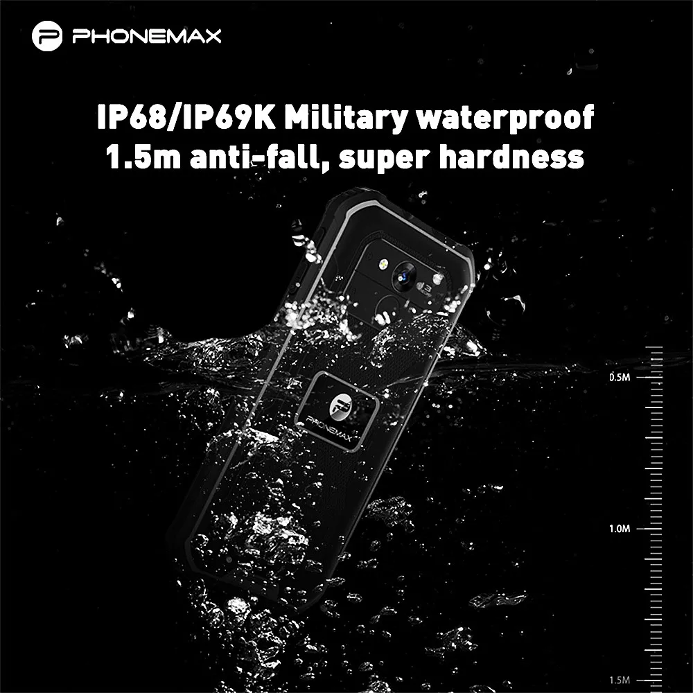PHONEMAX X1 IP68 Водонепроницаемый Прочный Смартфон Android 10 Четырехъядерный 3 ГБ 32 ГБ 5000 мАч Аккумулятор Fingerpringt 13-Мегапиксельный Мобильный Телефон 4