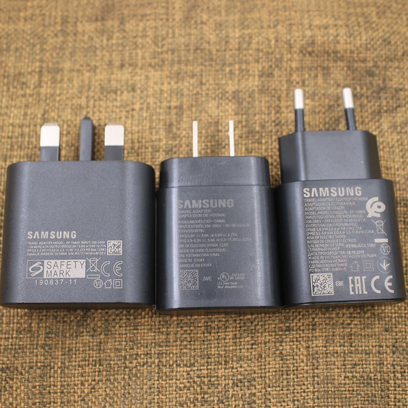 Samsung S20 S21 FE Зарядное Устройство Супер Быстрая Зарядка 25 Вт EP-TA800 PD Адаптер USB C Кабель Для Galaxy S23 S22 Ultra A33 A53 A73 Fold 4 3 2