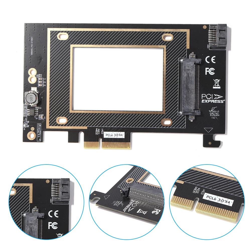Адаптер U.2 SFF-8639 для карты расширения PCI-E X4 Поддерживает U.2 NVME SSD Riser Card со скоростью 4000 Мбит/с для PCIE X4 X8 X16 0