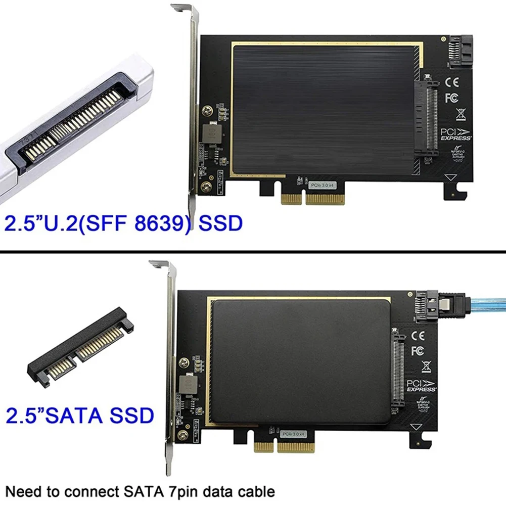 Адаптер U.2 SFF-8639 для карты расширения PCI-E X4 Поддерживает U.2 NVME SSD Riser Card со скоростью 4000 Мбит/с для PCIE X4 X8 X16 4