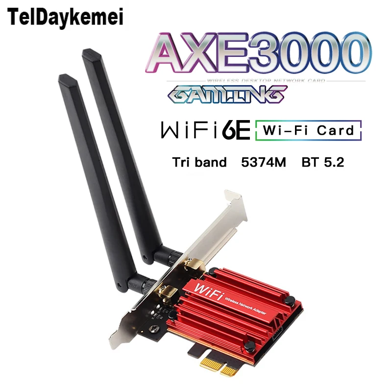 Адаптер Wi-Fi 5374 Мбит /с, Wi-Fi 6, Bluetooth 5.3 PCI-E, Трехдиапазонная беспроводная сетевая карта Intel AX210 Windows 11 Window10 для ПК 0