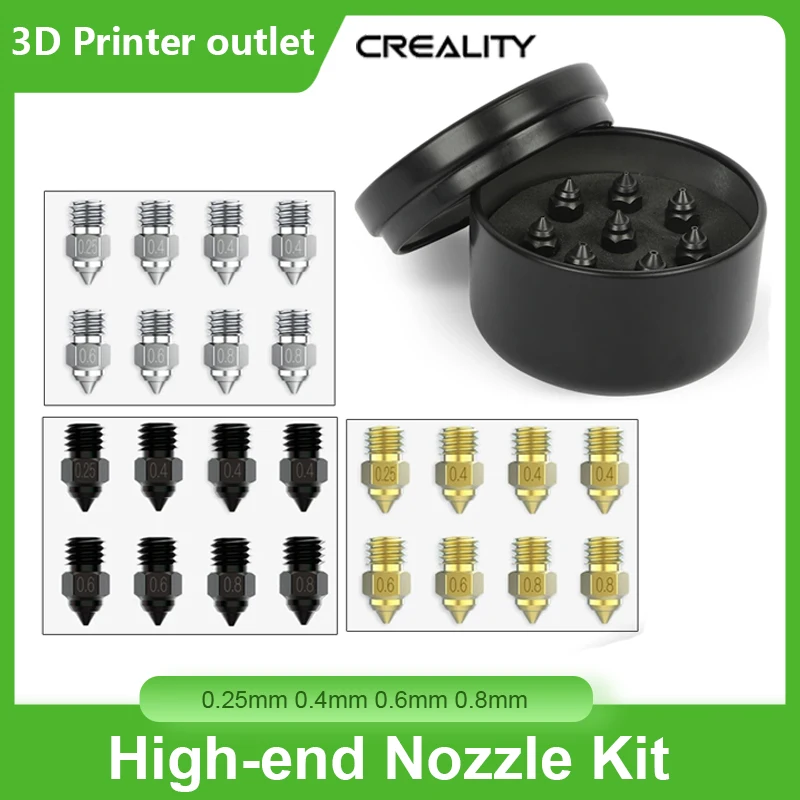 Высококачественный комплект Сопел для 3D-печати Creality 0,25 мм 0,4 мм 0,6 мм 0,8 мм Из Латуни/Медного сплава/Закаленной Стали для Ender-3 V2 0